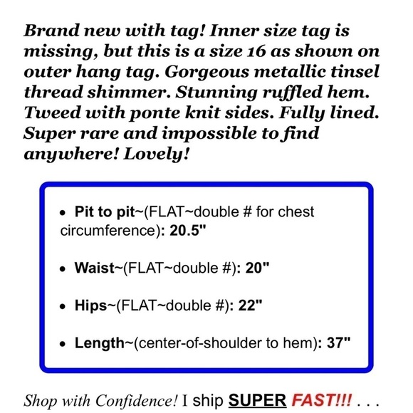 $139 NWT DKNYC Sz 16 Black Metallic Tweed Ruffle Hem Sheath Dress NEW - Picture 2 of 8